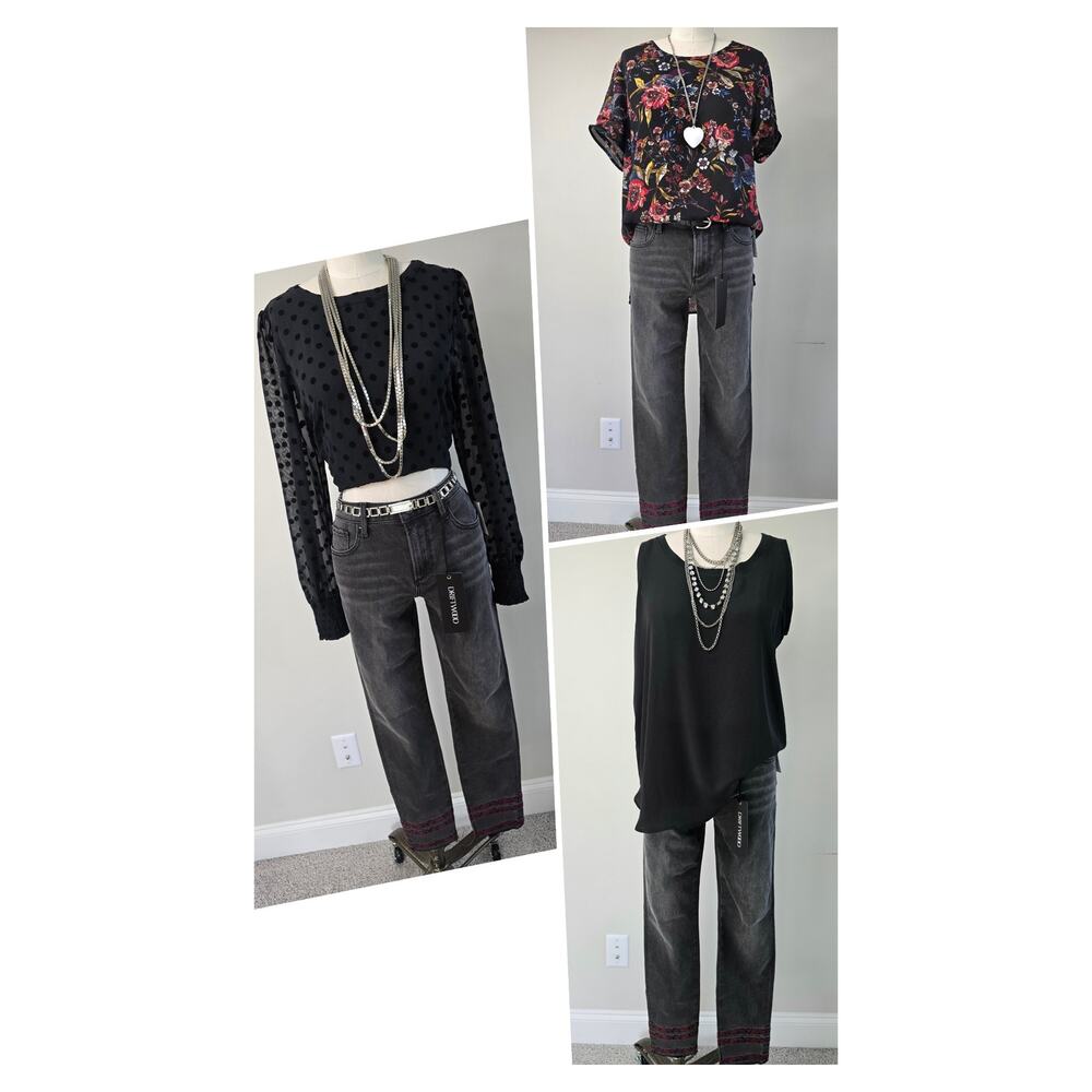 Driftwood Skinny Jeans with Snake Skin Print hem detail